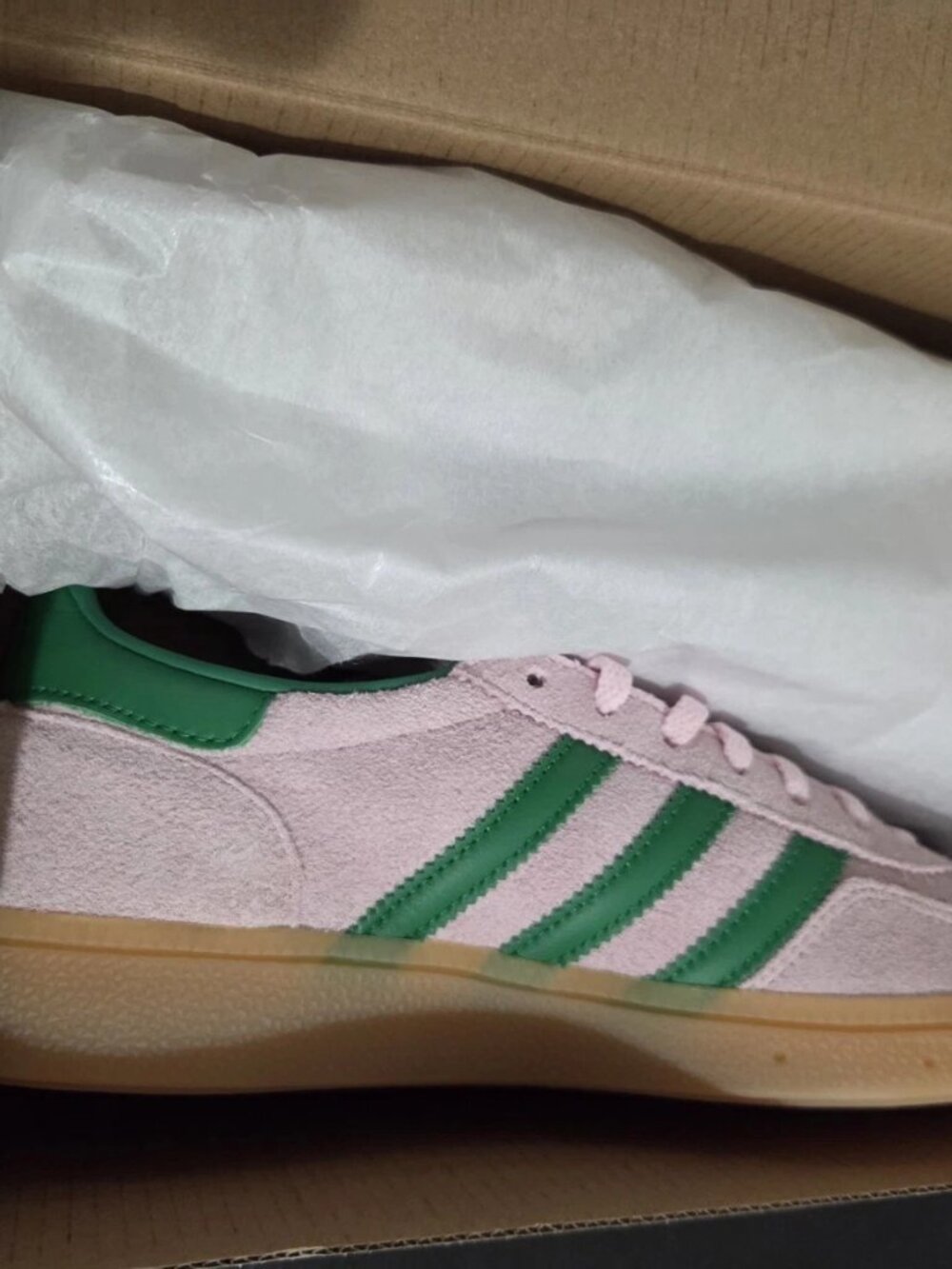 adidas Handball Spezial W JR7347 Clear Pink Green Gum Suede Women's 7